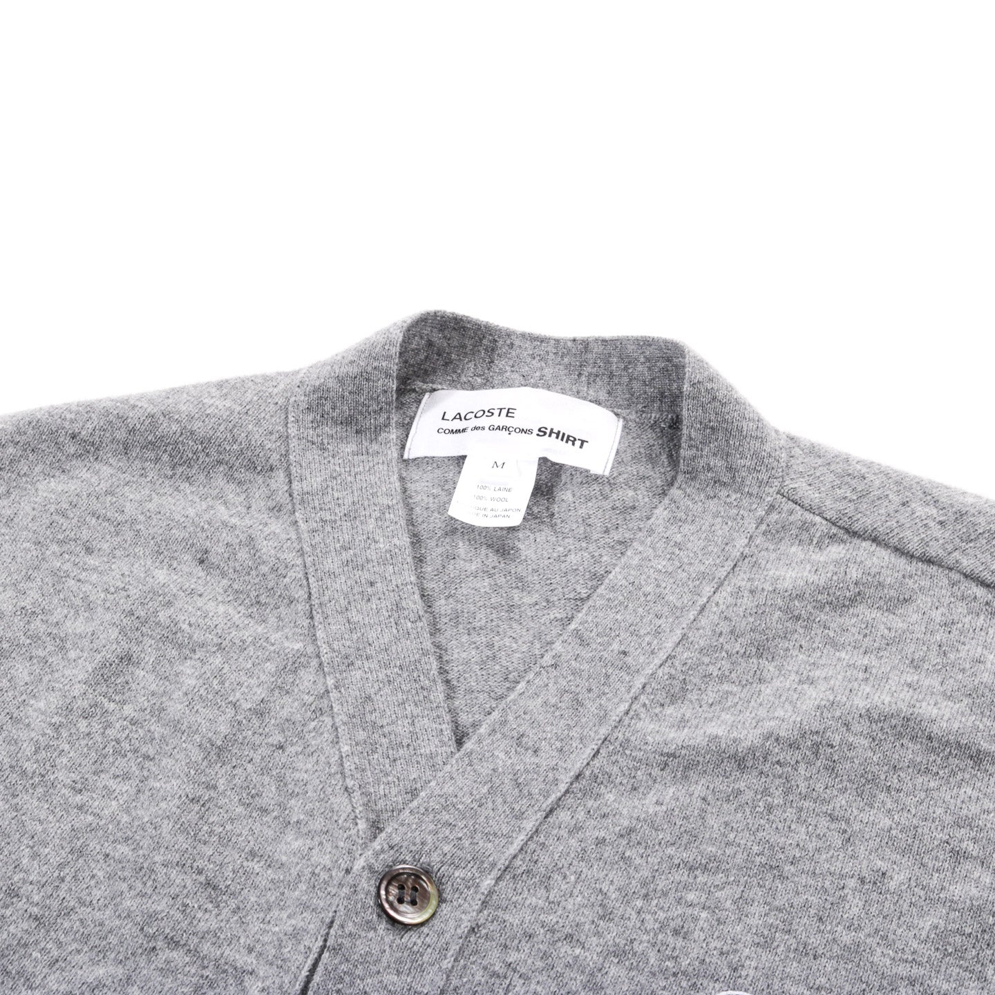 COMME DES GARCONS SHIRT N005 LACOSTE TWISTED CARDIGAN GREY