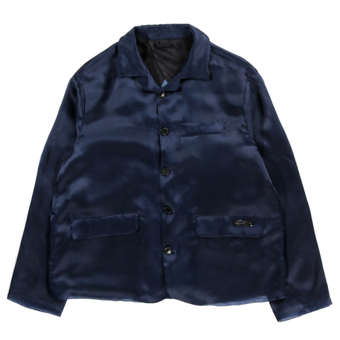 4SDESIGNS L/S SHIRT BLAZER NAVY ALL-SILK ORGANZA