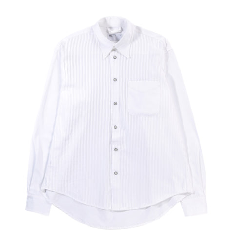 4SDESIGNS PLASTRON OVERSHIRT WHITE JACQUARD PLISSE