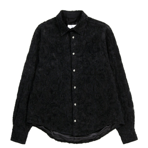 4SDESIGNS OVER SHIRT BLACK CHENILLE JACQUARD LACE