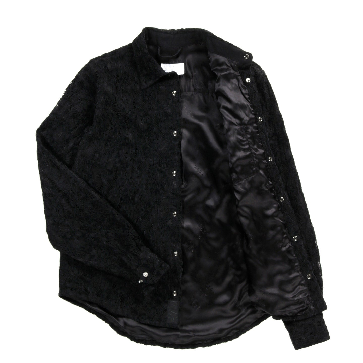 4SDESIGNS OVER SHIRT BLACK CHENILLE JACQUARD LACE