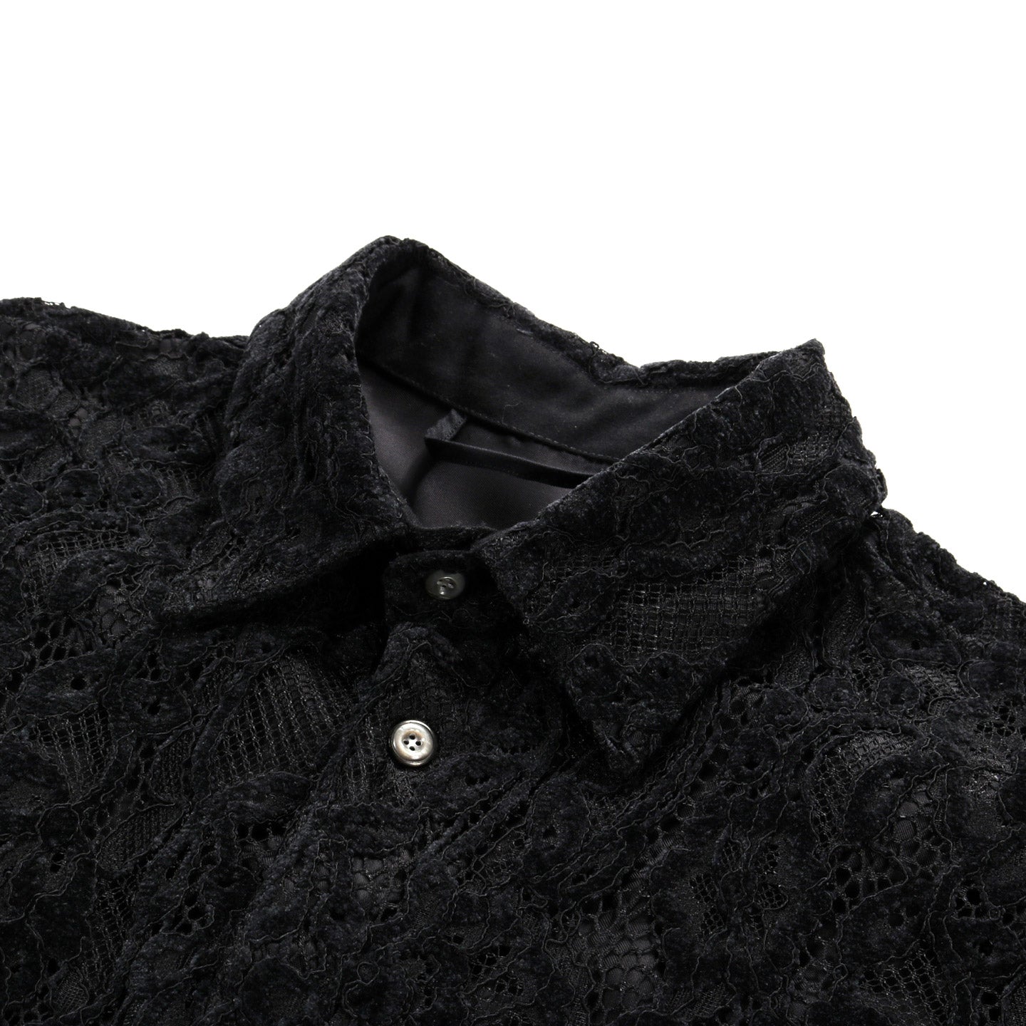4SDESIGNS OVER SHIRT BLACK CHENILLE JACQUARD LACE