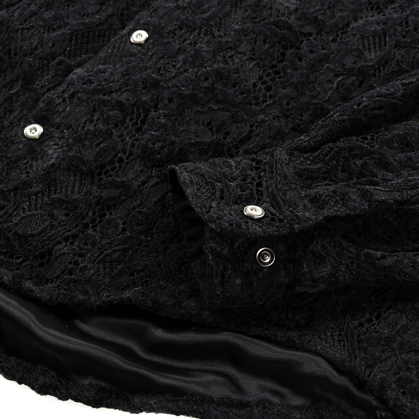 4SDESIGNS OVER SHIRT BLACK CHENILLE JACQUARD LACE