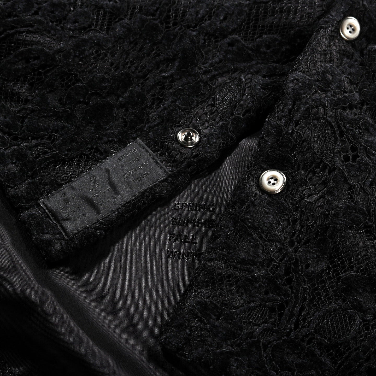 4SDESIGNS OVER SHIRT BLACK CHENILLE JACQUARD LACE