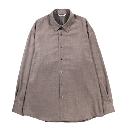 AURALEE SUPER LIGHT WOOL SHIRT TOP BROWN