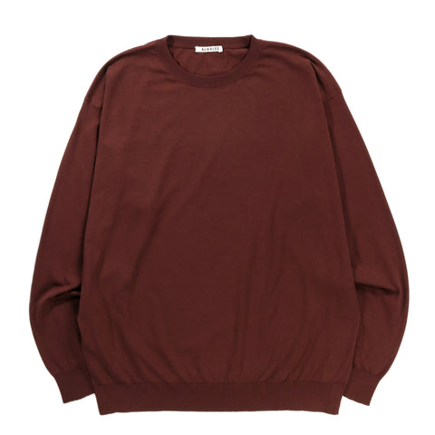 AURALEE SUPER HIGH GAUGE COTTON KNIT P/O BROWN