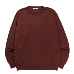 AURALEE SUPER HIGH GAUGE COTTON KNIT P/O BROWN | TODAY CLOTHING