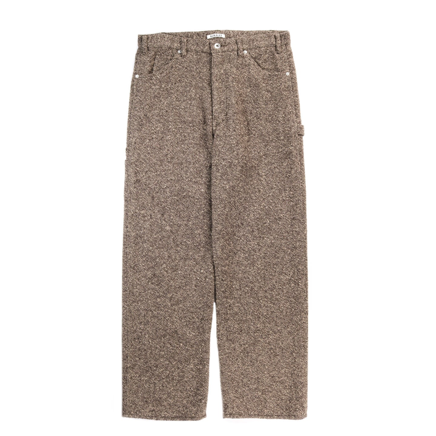 AURALEE HOMESPUN TWEED PAINTER PANTS BROWN