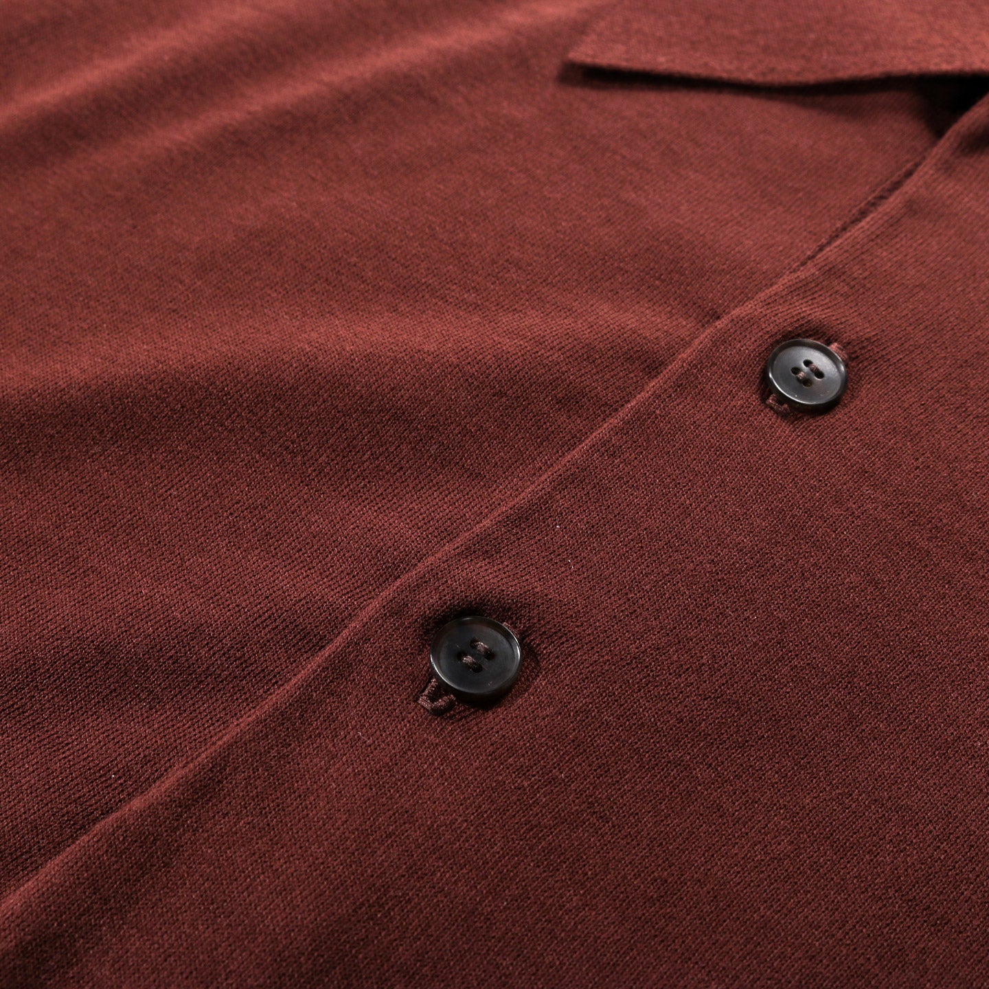 AURALEE SUPER HIGH GAUGE COTTON KNIT POLO BROWN