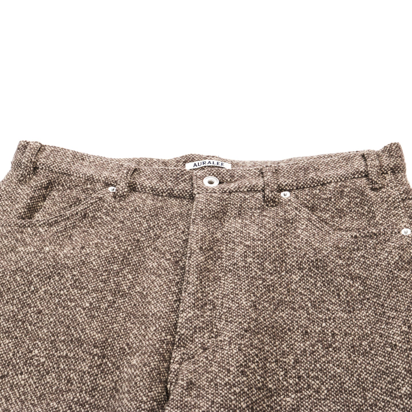AURALEE HOMESPUN TWEED PAINTER PANTS BROWN