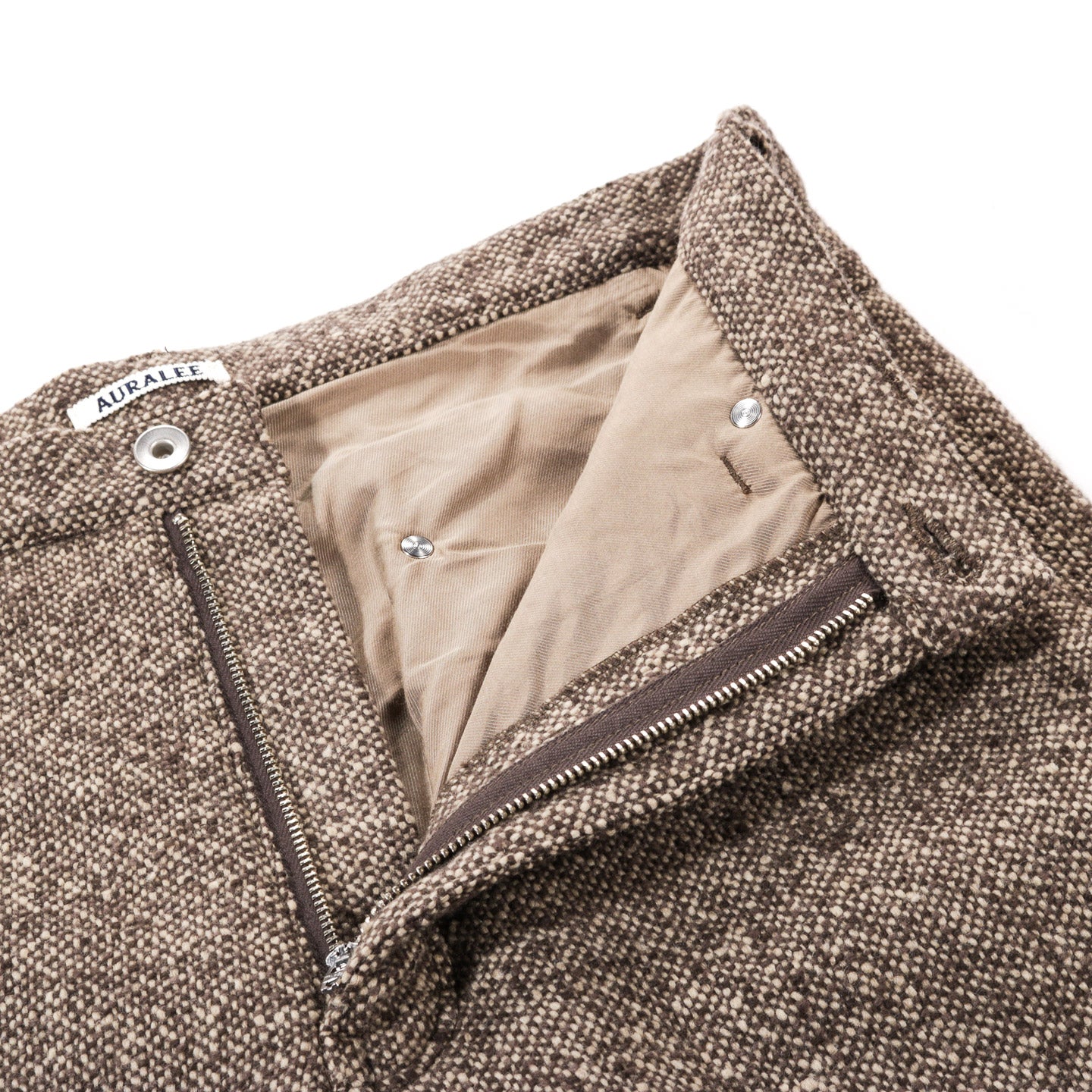 AURALEE HOMESPUN TWEED PAINTER PANTS BROWN