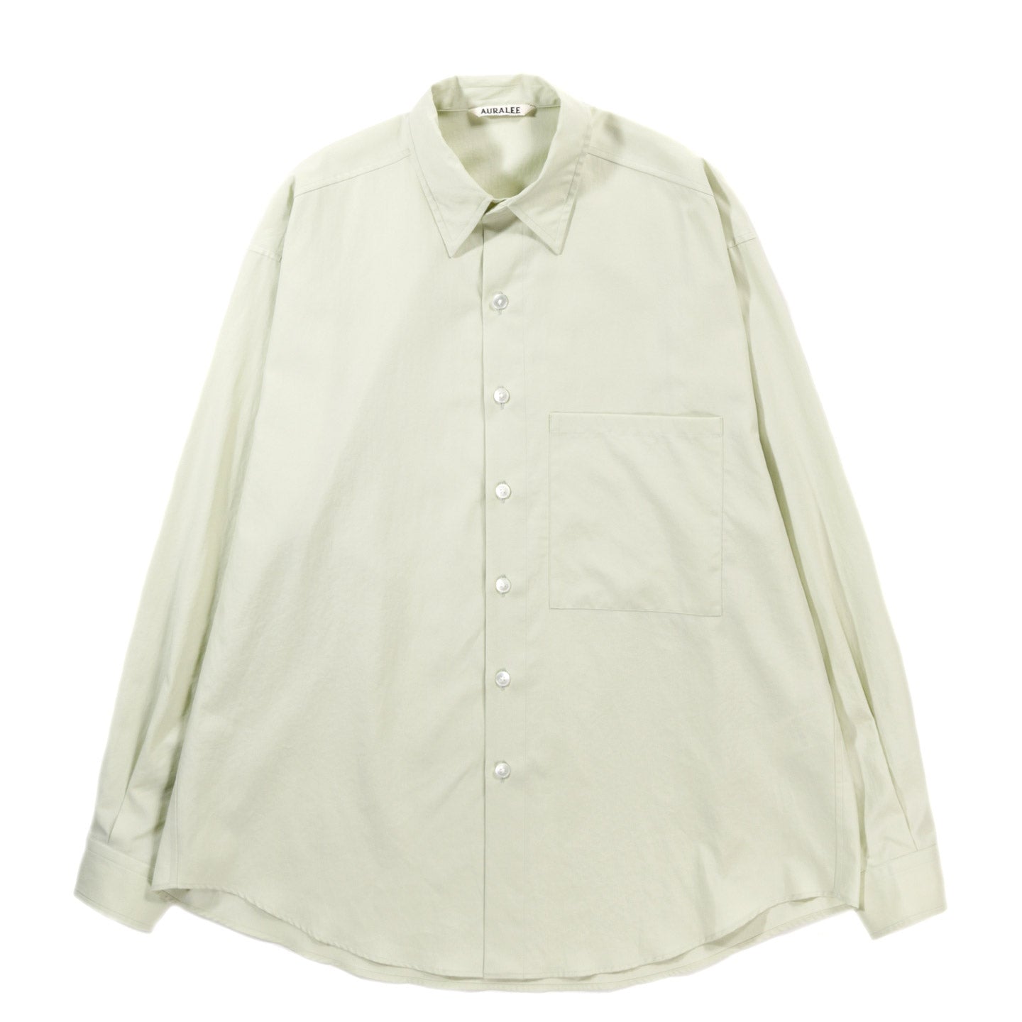 AURALEE WASHED FINX TWILL BIG SHIRT LIGHT GREEN