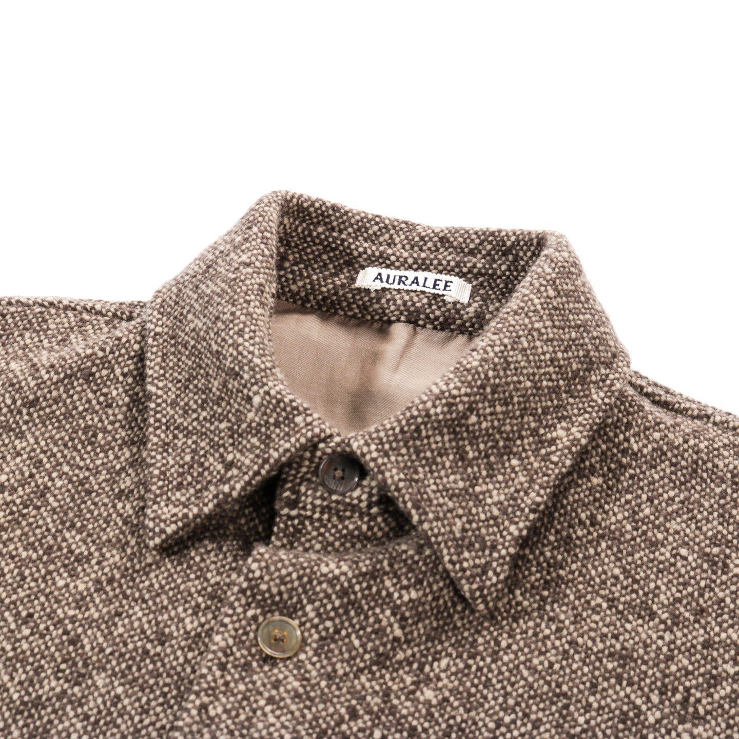 AURALEE HOMESPUN TWEED SHIRT BLOUSON BROWN