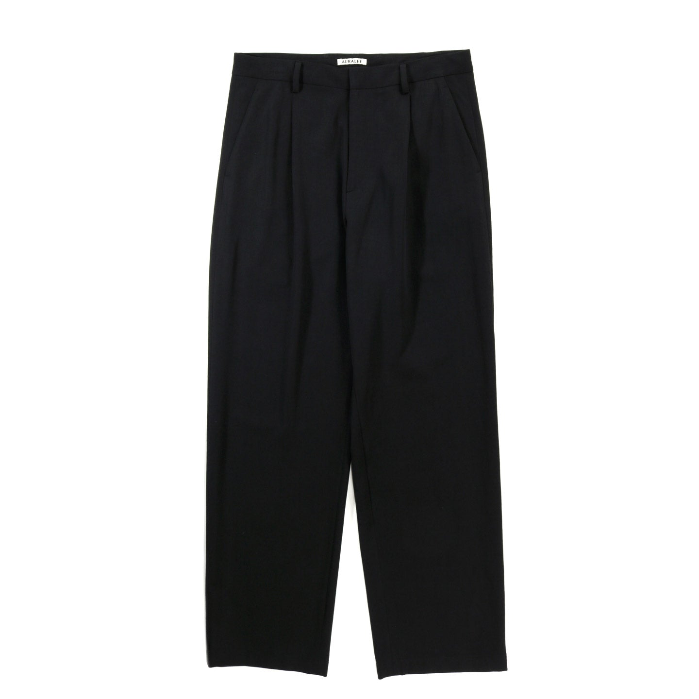 AURALEE LIGHT COTTON WOOL VIYELLA SLACKS BLACK
