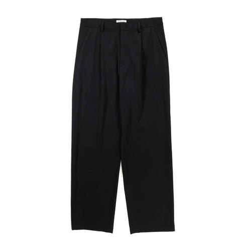 AURALEE LIGHT COTTON WOOL VIYELLA SLACKS BLACK