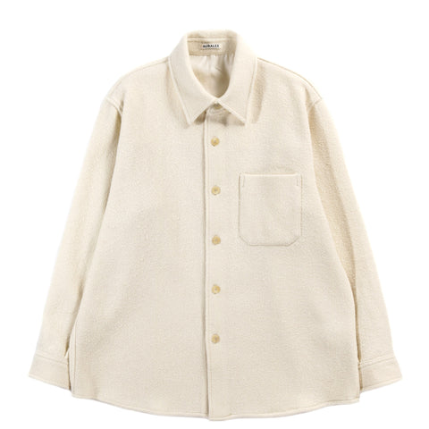 AURALEE HOMESPUN TWEED SHIRT BLOUSON IVORY WHITE