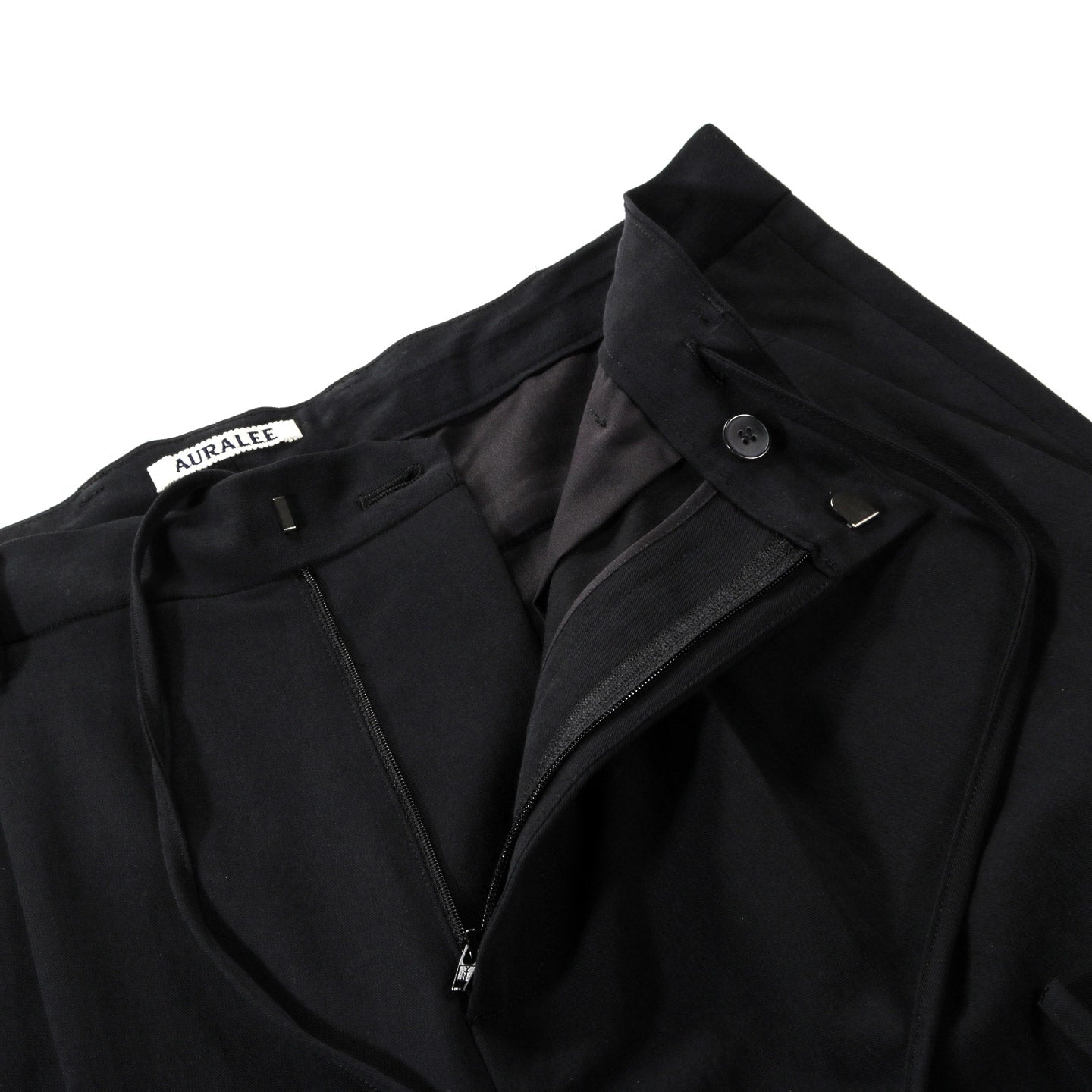 AURALEE LIGHT COTTON WOOL VIYELLA SLACKS BLACK