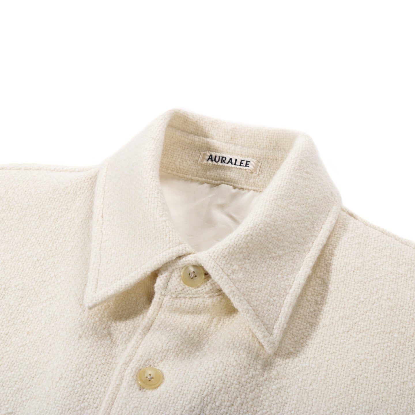AURALEE HOMESPUN TWEED SHIRT BLOUSON IVORY WHITE