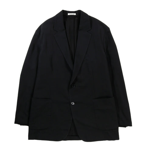 AURALEE LIGHT COTTON WOOL VIYELLA JACKET BLACK