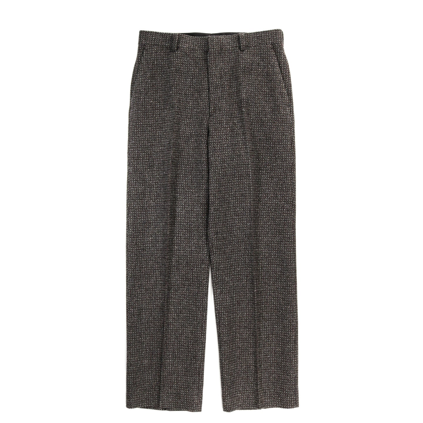 AURALEE ALPACA WOOL SILK TWEED SLACKS GRAY BROWN HAIRLINE