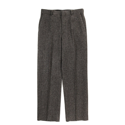AURALEE ALPACA WOOL SILK TWEED SLACKS GRAY BROWN HAIRLINE