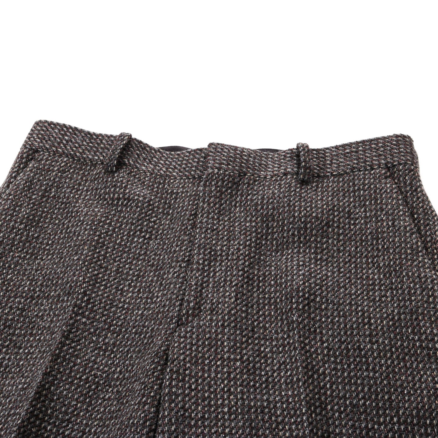 AURALEE ALPACA WOOL SILK TWEED SLACKS GRAY BROWN HAIRLINE
