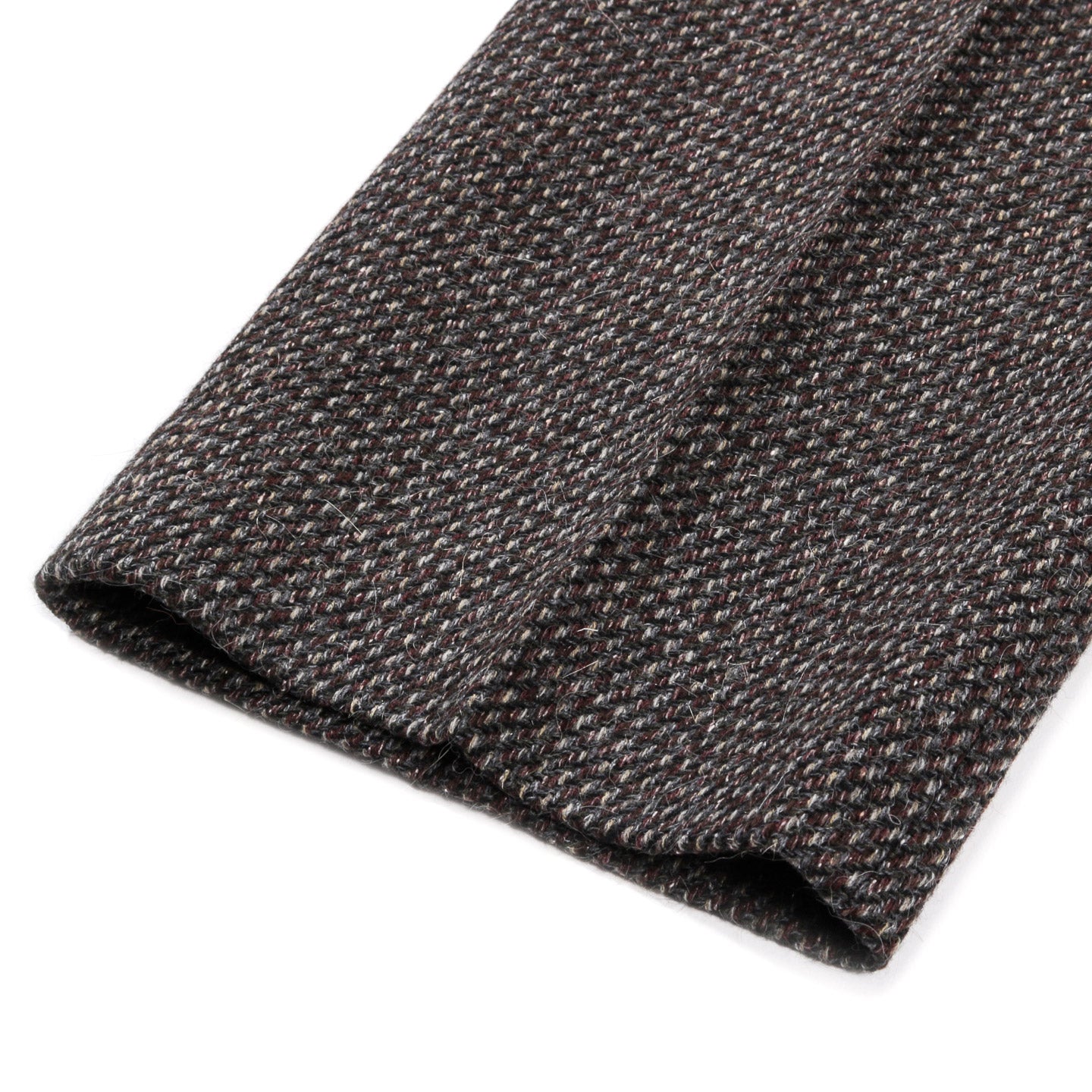 AURALEE ALPACA WOOL SILK TWEED SLACKS GRAY BROWN HAIRLINE
