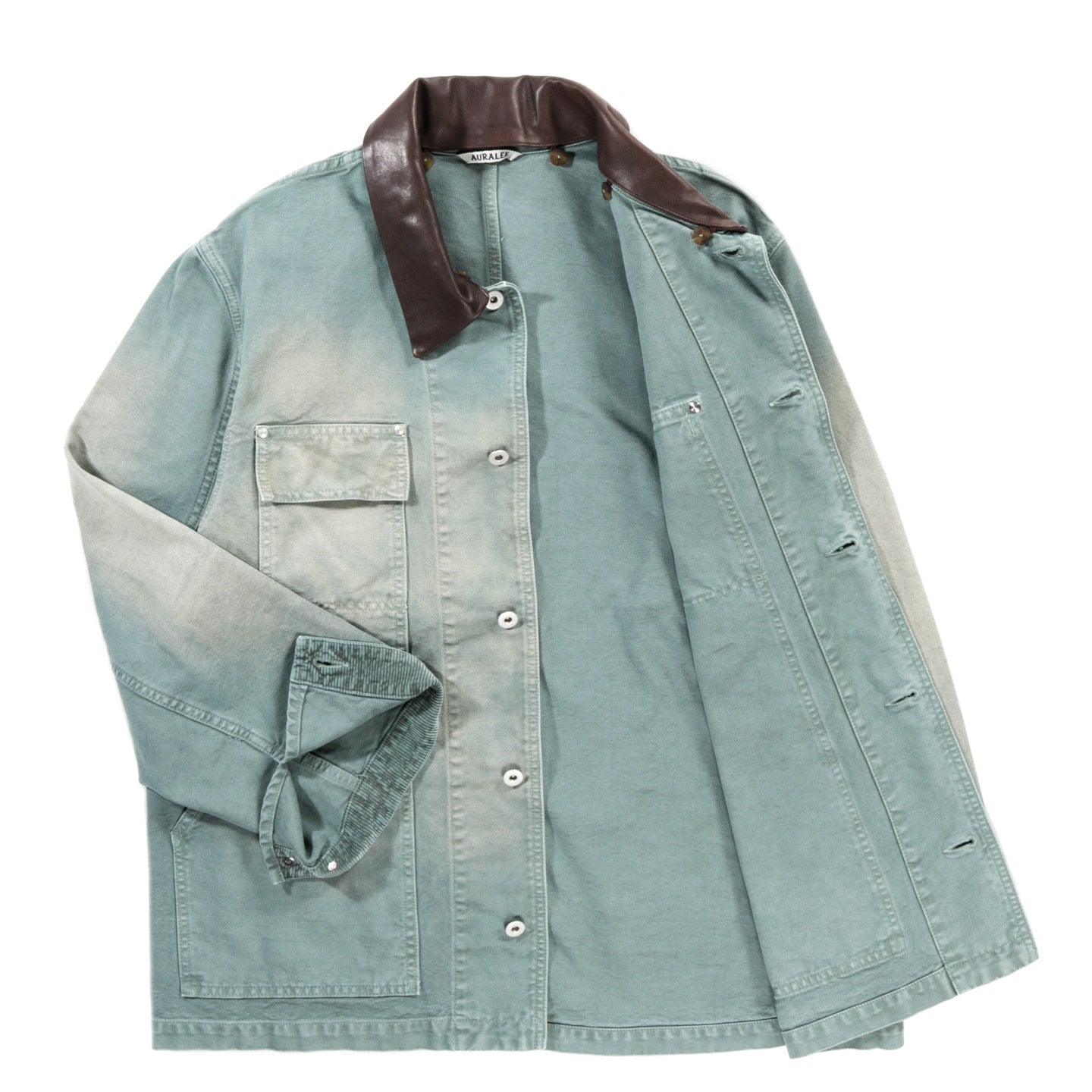 AURALEE ORGANIC COTTON DUCK BLOUSON ASH GREEN