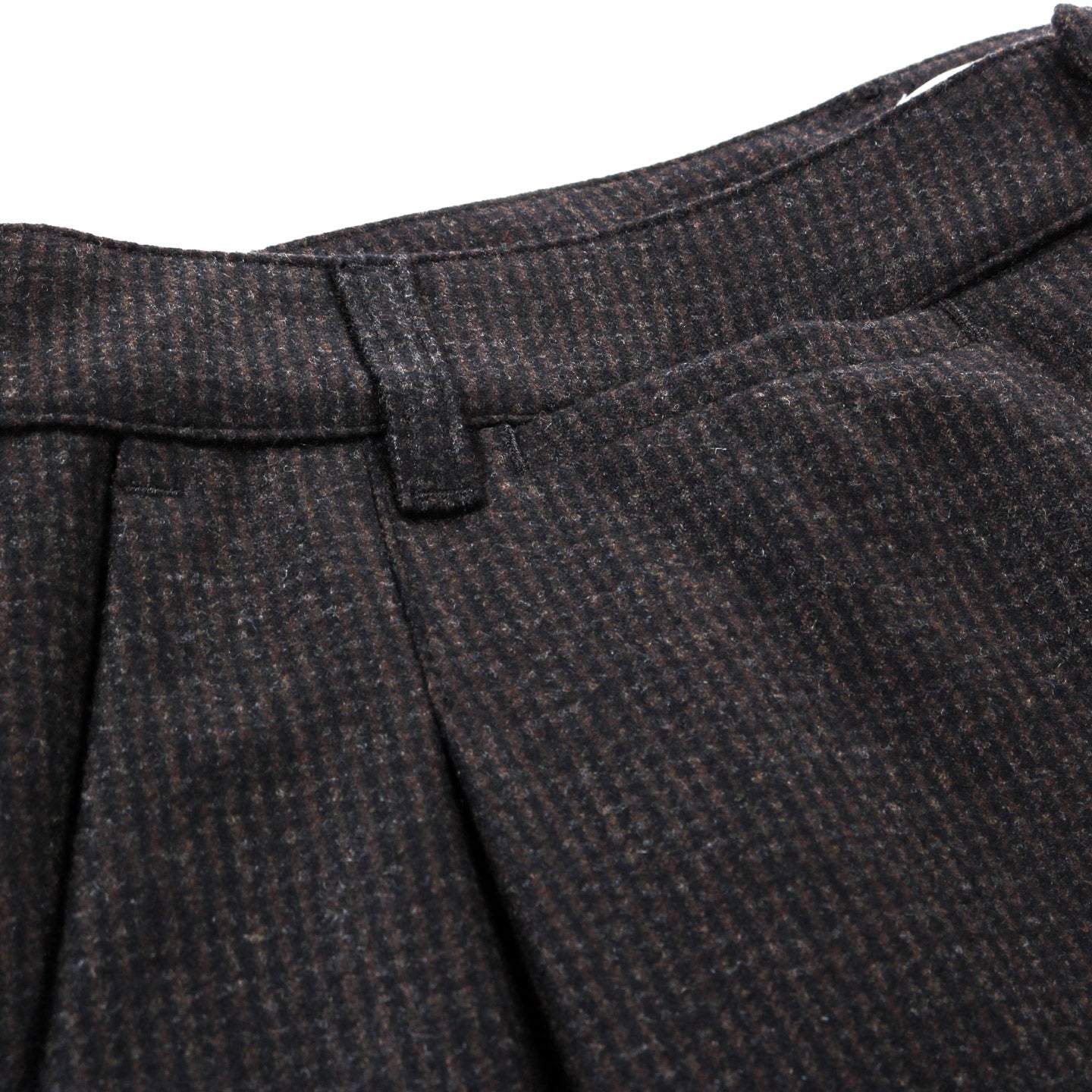 A KIND OF GUISE FOLDED WIDE TROUSERS DARK BROWN HOUNDSTOOTH