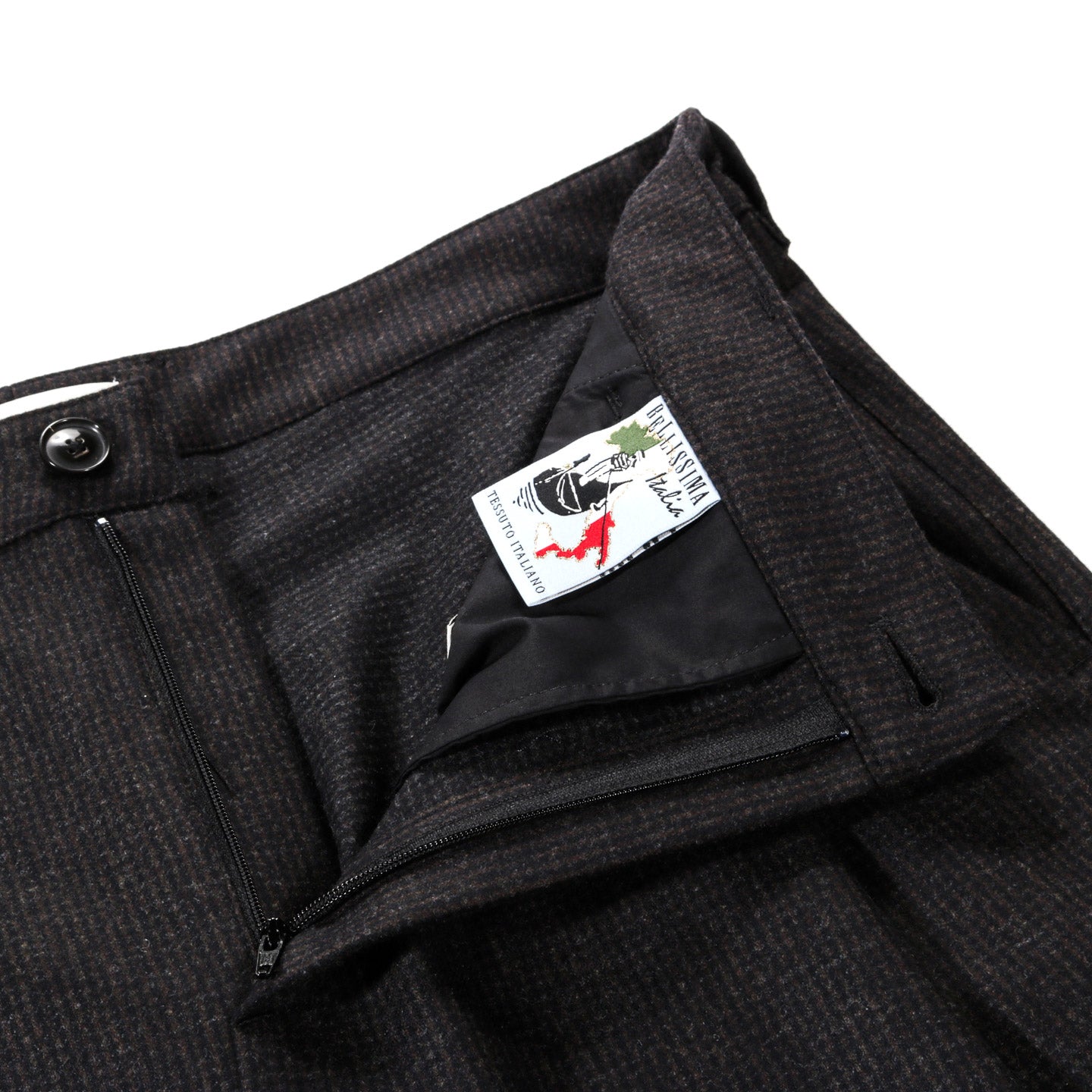A KIND OF GUISE FOLDED WIDE TROUSERS DARK BROWN HOUNDSTOOTH
