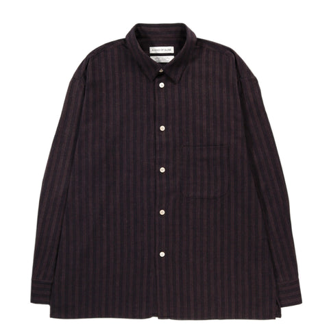 A KIND OF GUISE GUSTO SHIRT DARK HERRINGBONE STRIPE