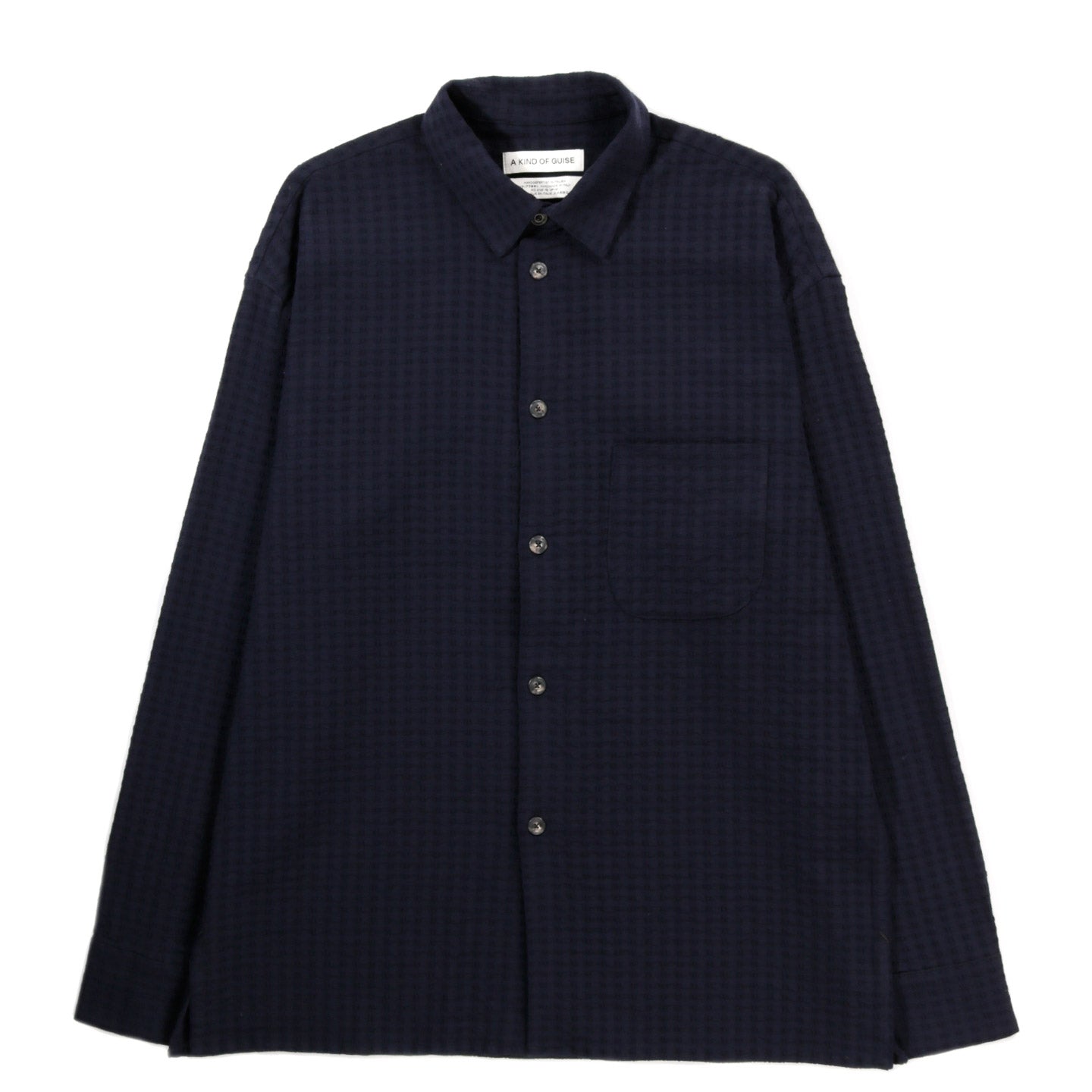 A KIND OF GUISE GUSTO SHIRT TWISTED NAVY STRIPE