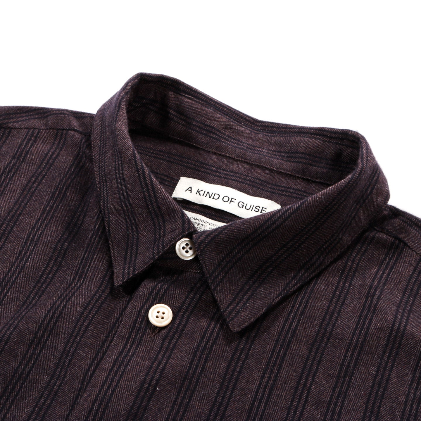 A KIND OF GUISE GUSTO SHIRT DARK HERRINGBONE STRIPE