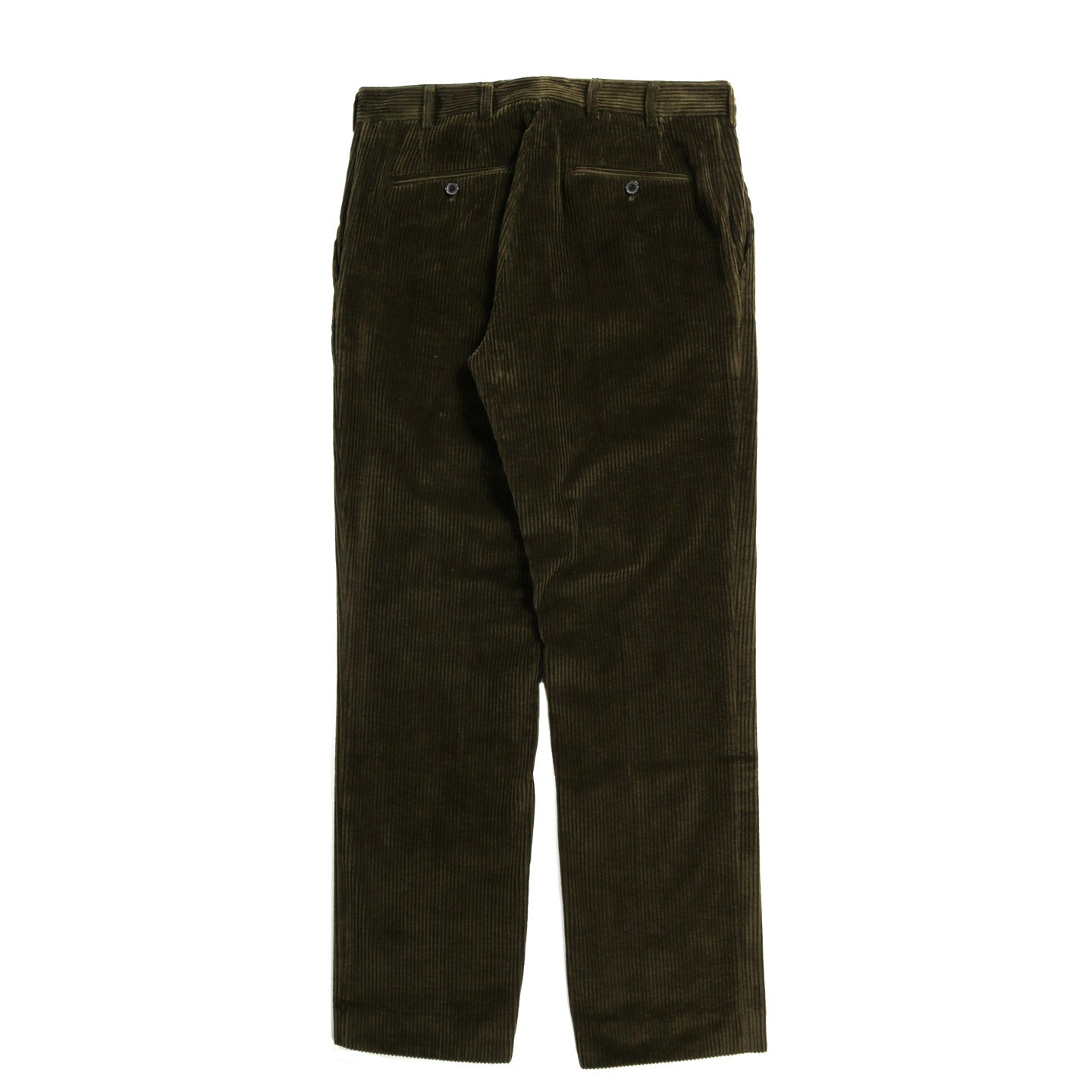A KIND OF GUISE RELAXED TAILORED TROUSERS OLIVE CORDUROY