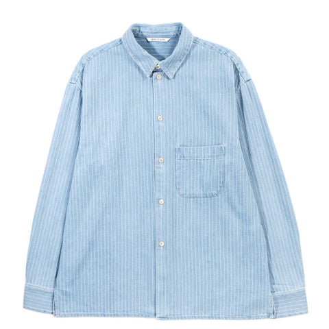 A KIND OF GUISE GUSTO SHIRT DISTRESSED STRIPE DENIM