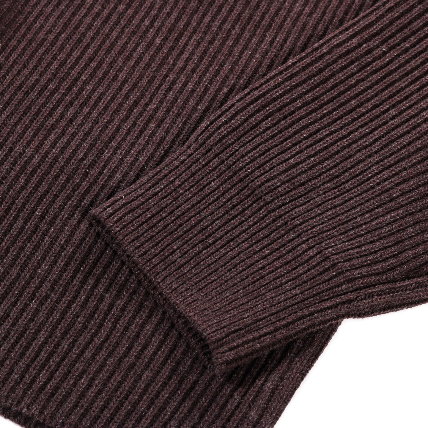 AURALEE SUPER FINE WOOL RIB KNIT SHIRT CARDIGAN TOP BROWN