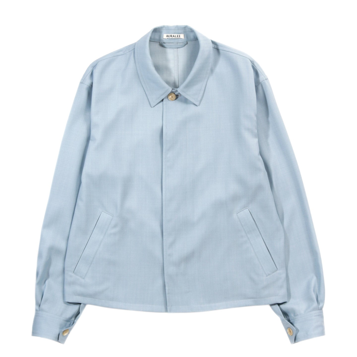 AURALEE WOOL HERRINGBONE BLOUSON DUSTY BLUE