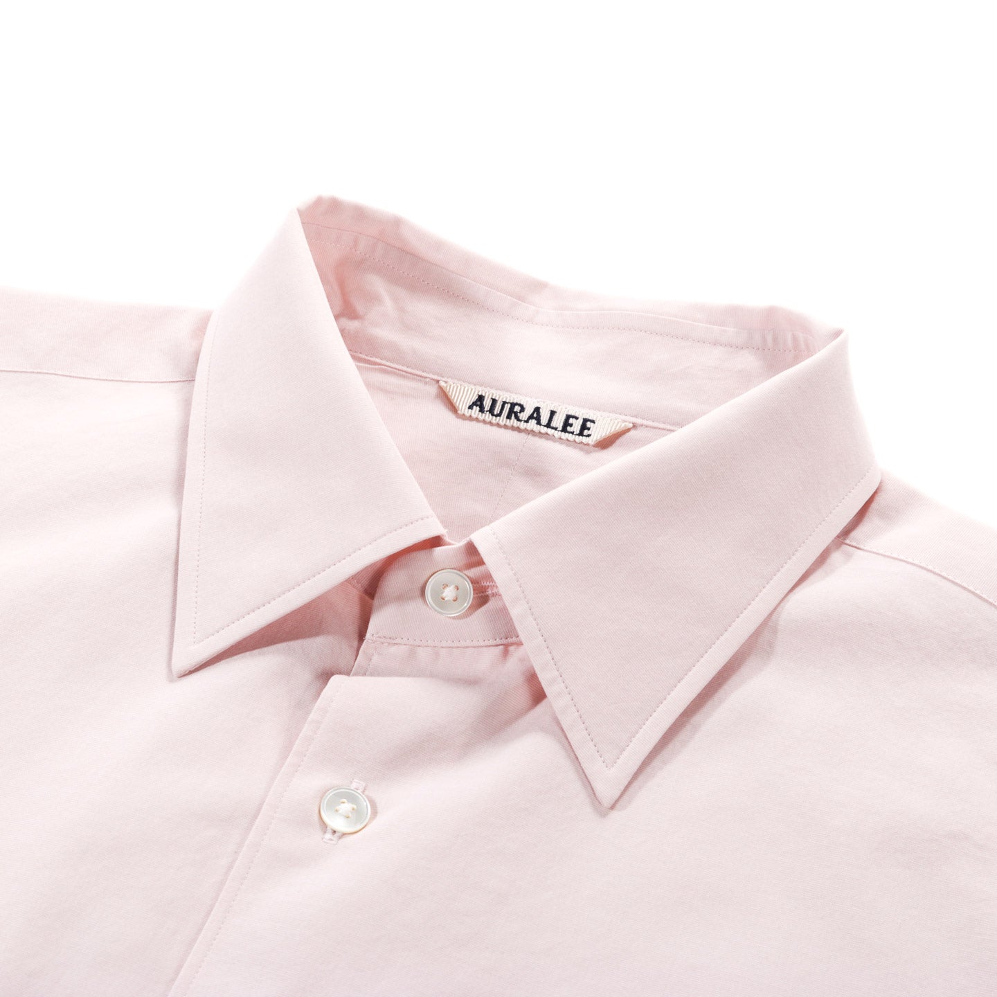 AURALEE WASHED FINX WEATHER CHAMBRAY SHIRT PINK BEIGE