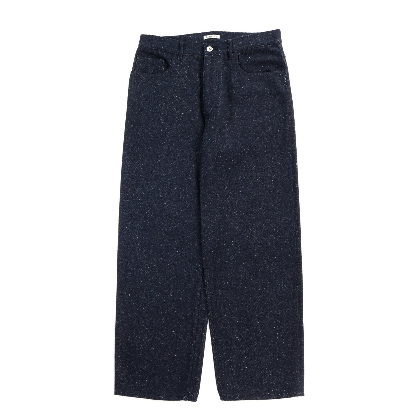 AURALEE SILK NEP DENIM 5P WIDE PANTS DARK NAVY