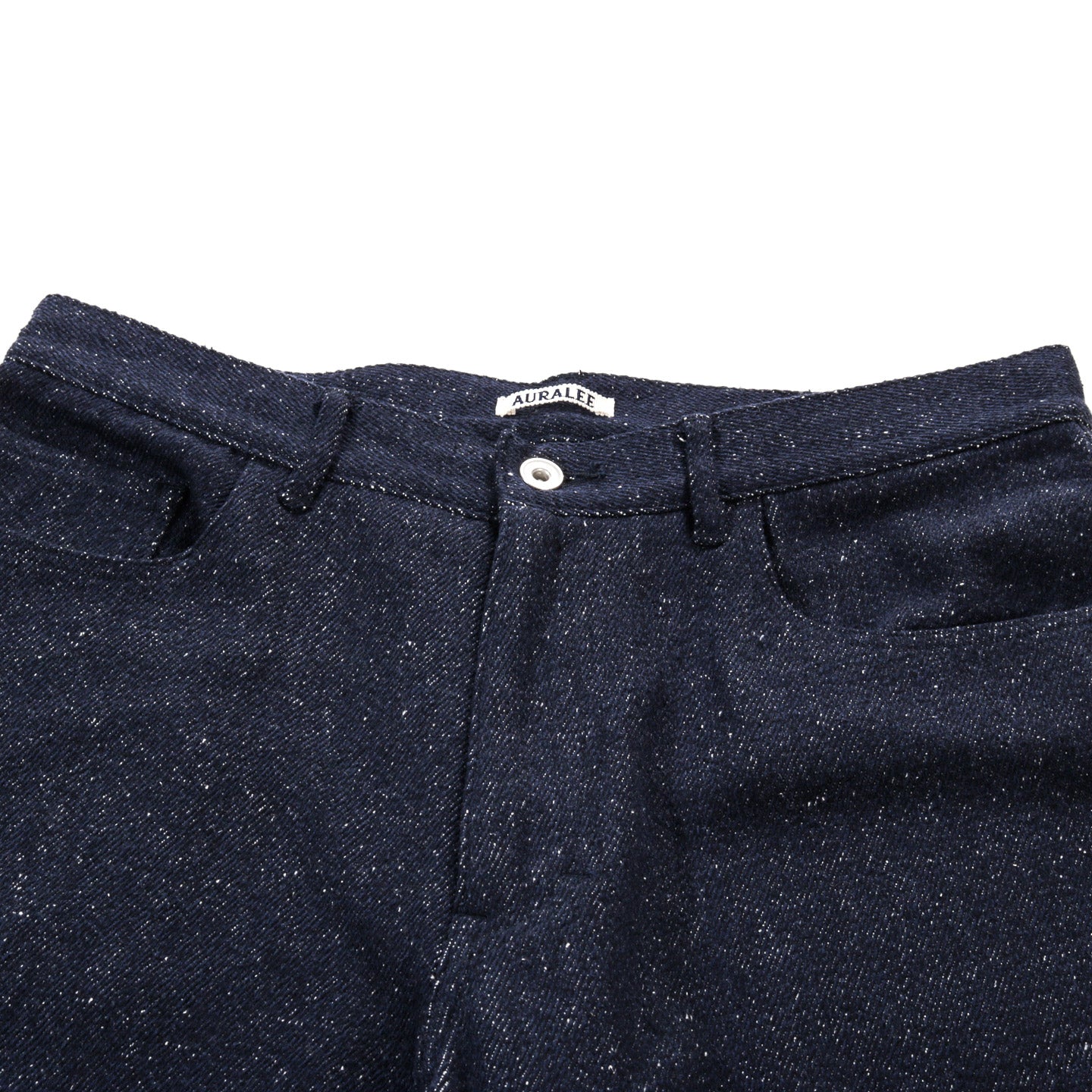 AURALEE SILK NEP DENIM 5P WIDE PANTS DARK NAVY