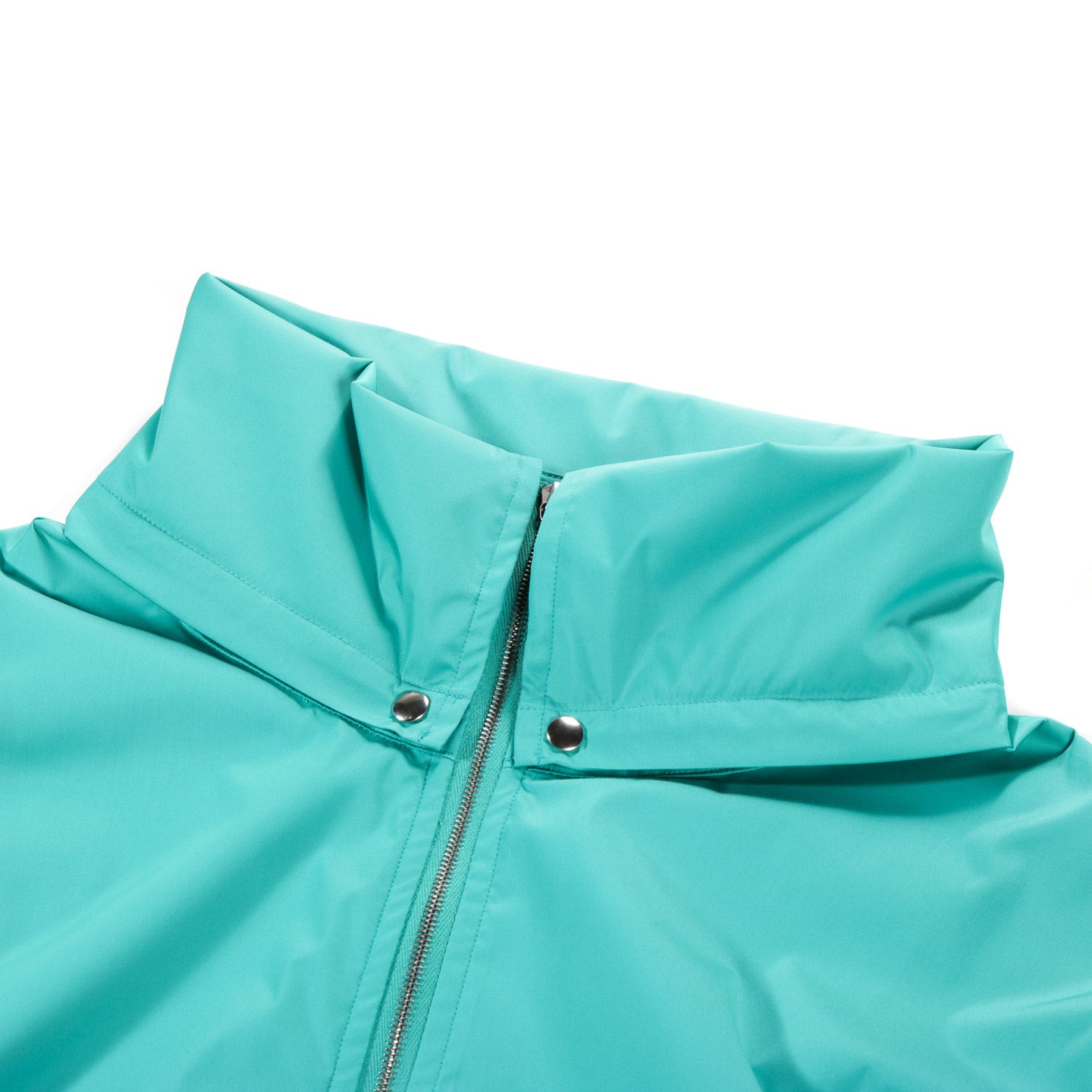 AURALEE HARD TWIST POLYESTER SATIN LAMINATE ZIP BLOUSON TURQUOISE