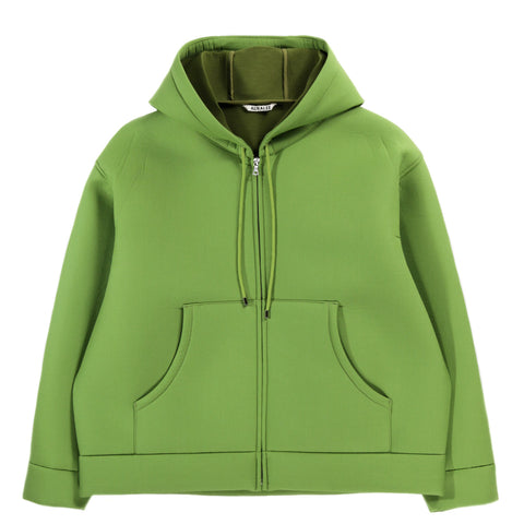 AURALEE SPONGE TROPICAL WOOL ZIP HOODED BLOUSON GREEN