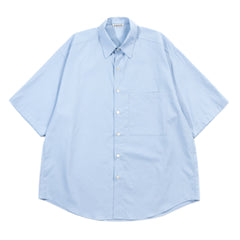 AURALEE WASHED FINX TWILL BIG HALF SLEEVED SHIRT LIGHT BLUE