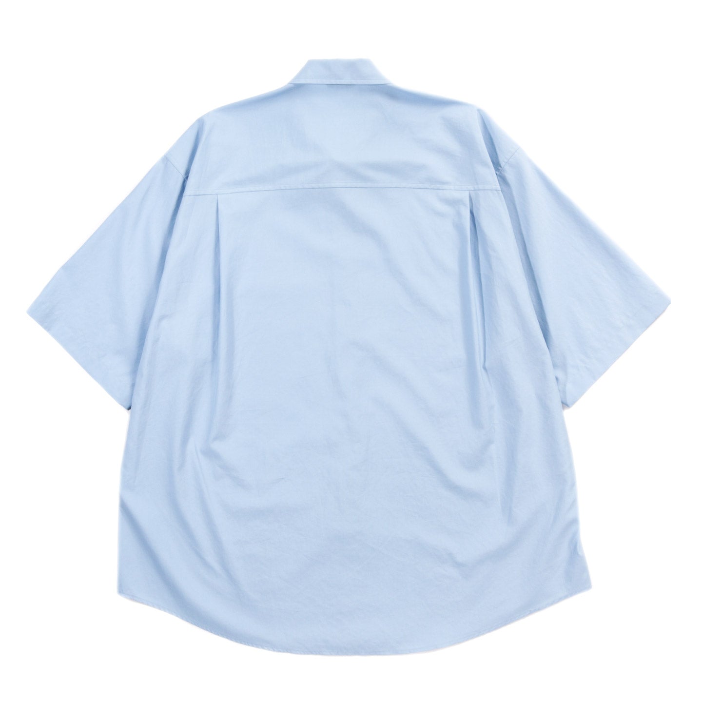 AURALEE WASHED FINX TWILL BIG HALF SLEEVED SHIRT LIGHT BLUE