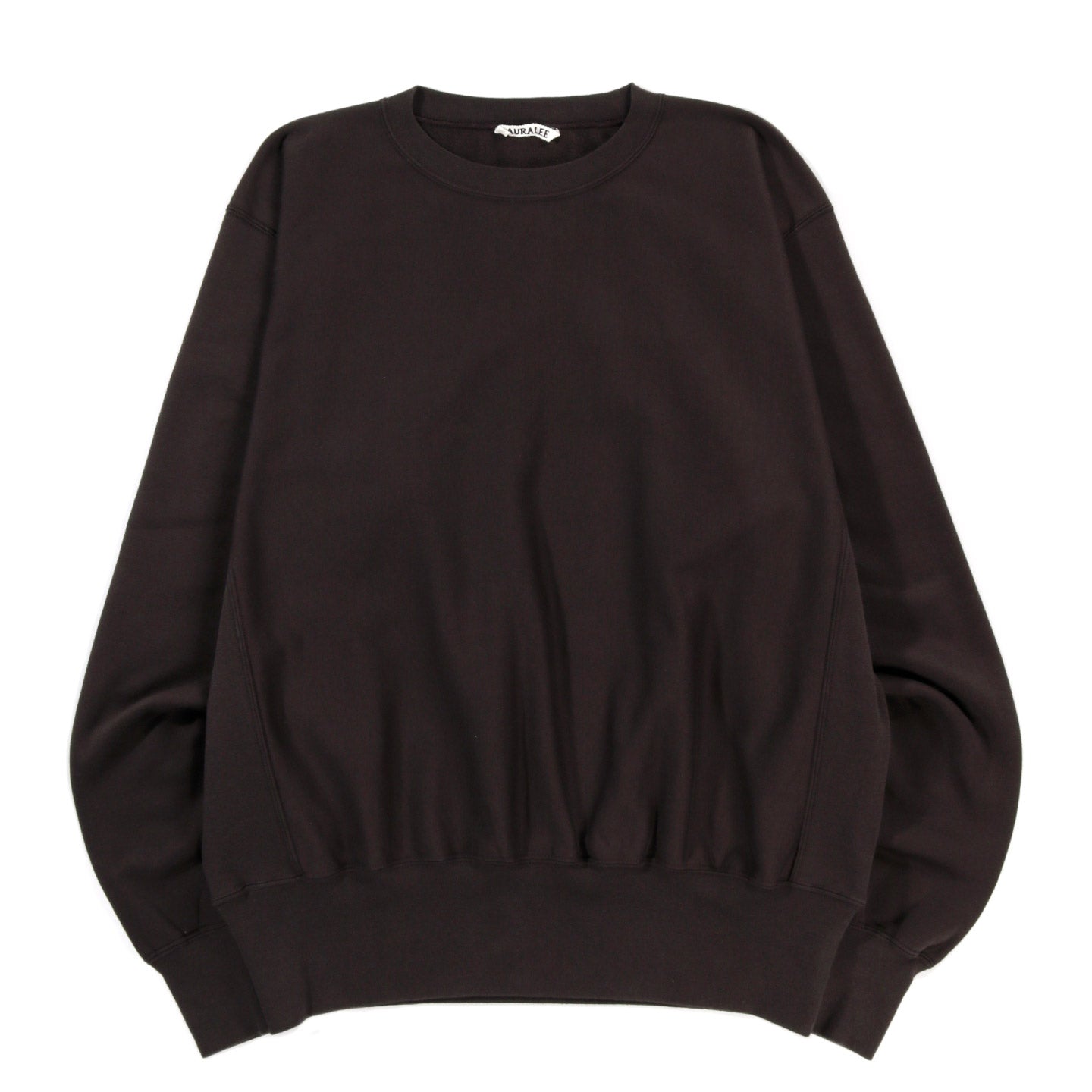 AURALEE ELASTIC HIGH GUAGE SWEAT P/O DARK BROWN