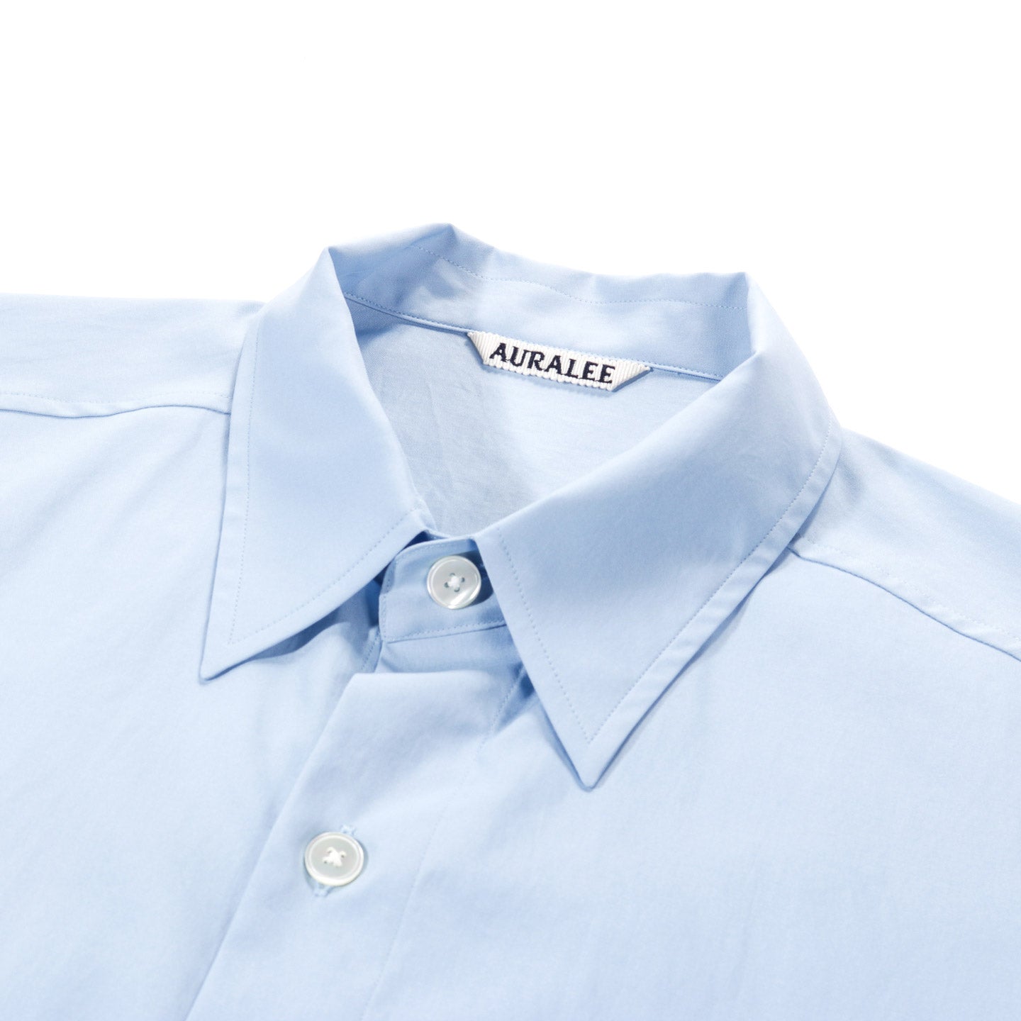AURALEE WASHED FINX TWILL BIG HALF SLEEVED SHIRT LIGHT BLUE