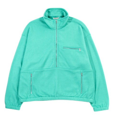 AURALEE PURE SILK COMFORT FLEECE HALF ZIP P/O JADE GREEN