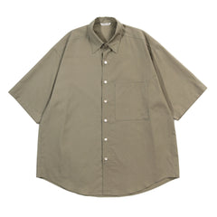 AURALEE WASHED FINX TWILL BIG HALF SLEEVED SHIRT OLIVE | TODAY