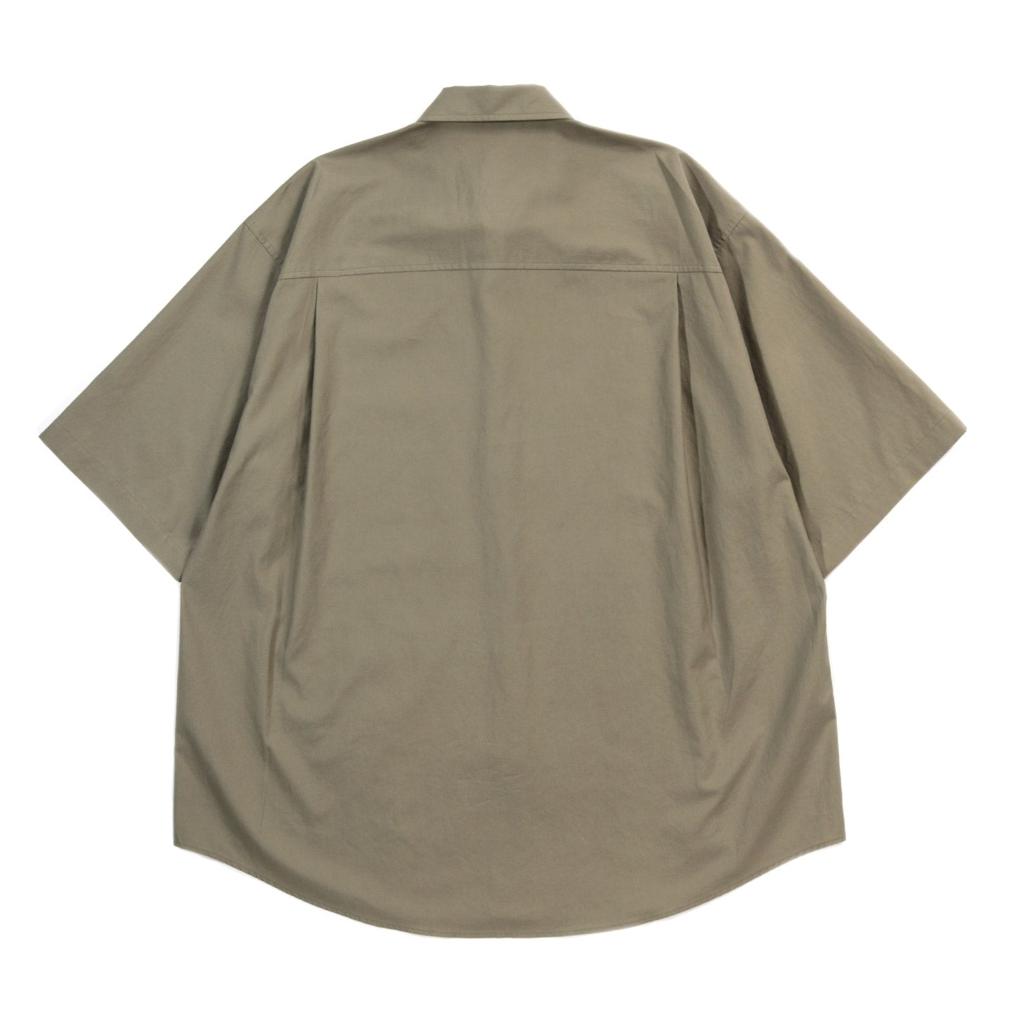 AURALEE WASHED FINX TWILL BIG HALF SLEEVED SHIRT OLIVE