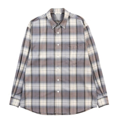 AURALEE SUPER LIGHT WOOL CHECK SHIRT BLUE GRAY | TODAY CLOTHING